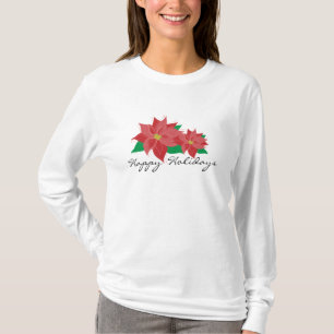 Röd julstjärnaglad helg tee shirt