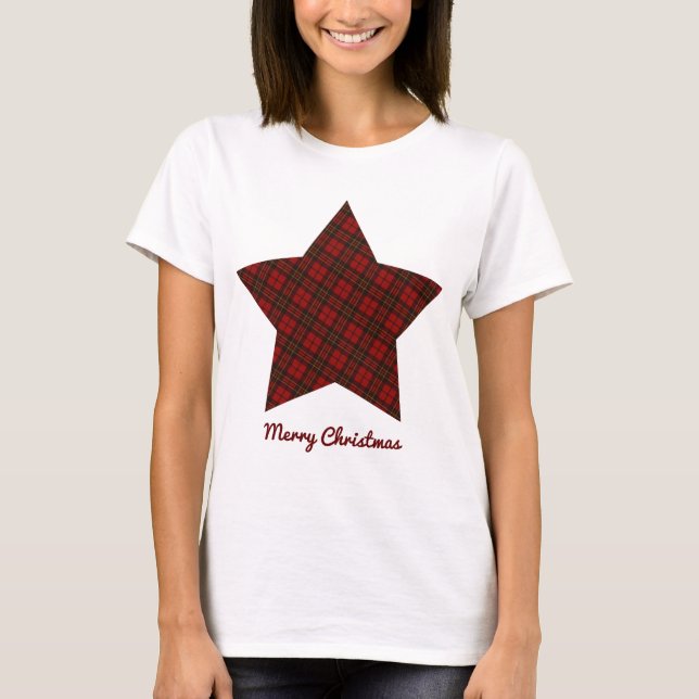 Röd jultjärtan Star God jul text T-shirt (Framsida)