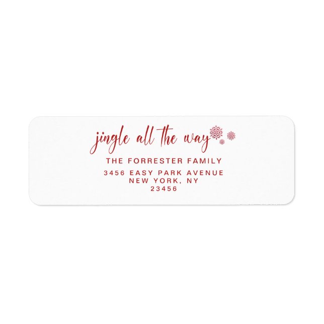 Röd jultomte Jingle hela vägen Returadress Etikett (Framsidan)