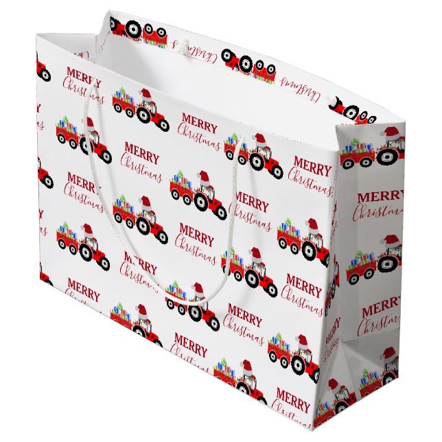 Röd jultraktor Lastbil Farm (Baksidan Vinklad)