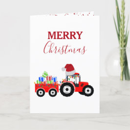 Röd jultraktor Lastbil Farm Helgkort