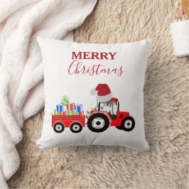 Röd jultraktor Lastbil Farm Kudde