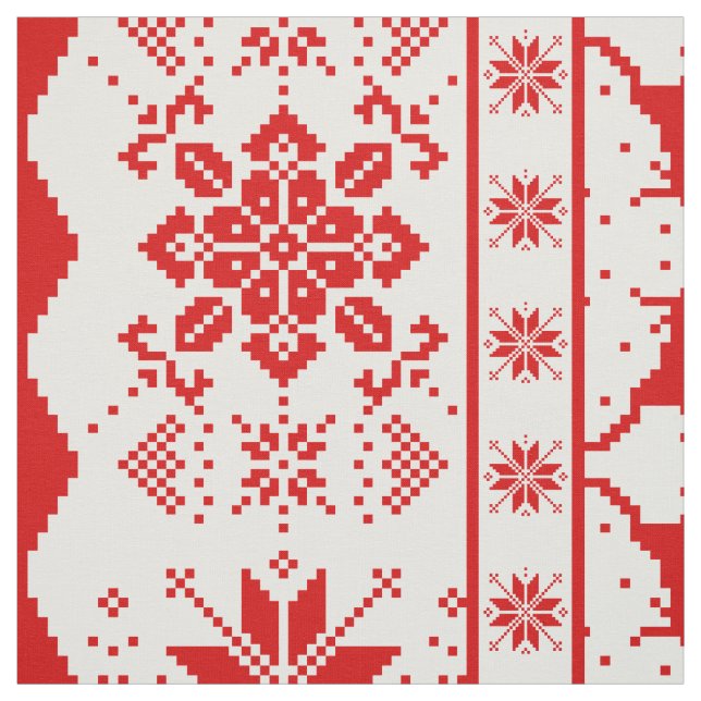 Röd jultrikå tyg (Provkarta)