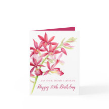 Röd juvelorkidé akvarellmålning 35-årsdag