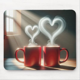 Röd Kaffe koppar med Steamy Hjärter Musmatta