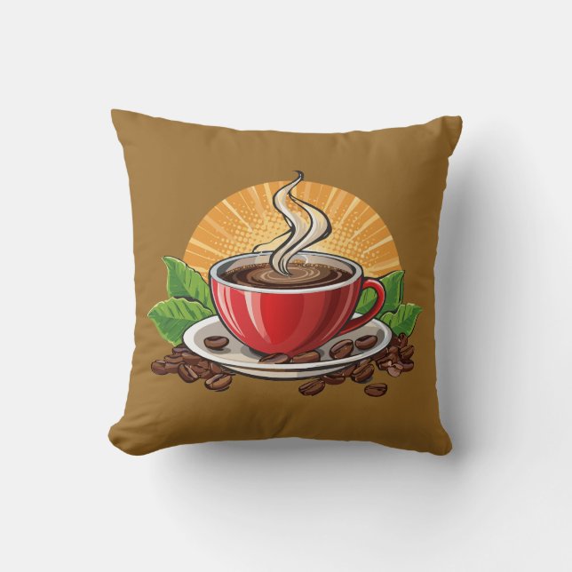 Röd kaffekopp kudde (Framsida)