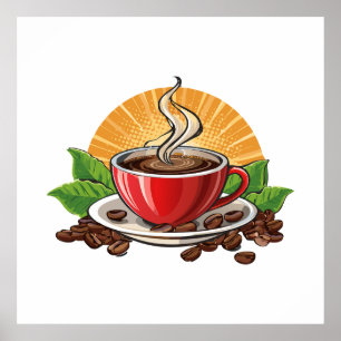 Röd kaffekopp poster