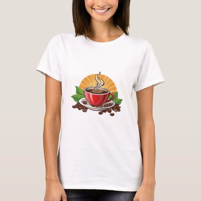 Röd kaffekopp t shirt (Framsida)