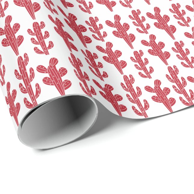 Röd kaktusväxt presentpapper (Rullad Hörn)