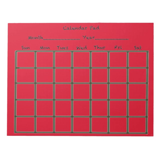 Röd kalender anteckningsblock (Framsida)
