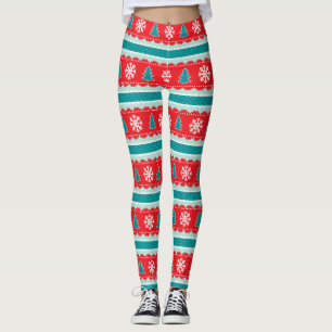 Röd kalk, strimlad Mönster Leggings