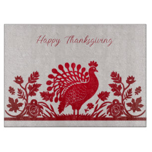 Röd kalkon blommig skärbräda för Thanksgiving