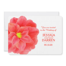 Röd kamelia blomma akvarell bröllopsinbjudan