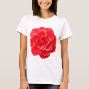 Röd Kamelia Blomma Konst Dam Vit T-Shirt Elegant