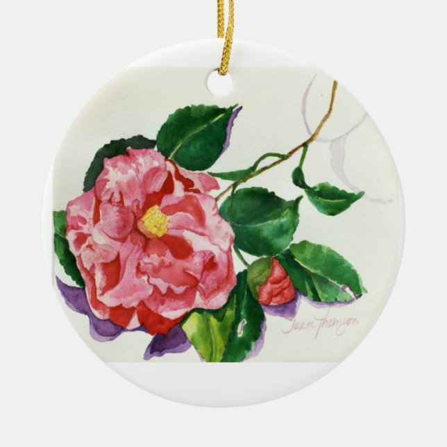 Röd Kamelia Ornament (Framsidan)