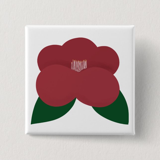 Röd Kameliablomma Botanisk Blomning Knapp (Framsida)