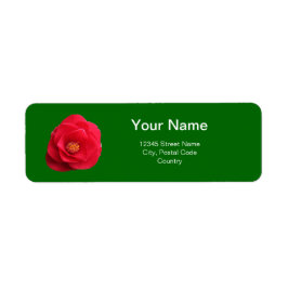 röd kamellia - blommor - gröntens adressetikett returadress etikett