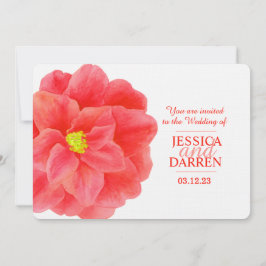 Röd kamellia - inbjudan till vattenfärgad bröllops