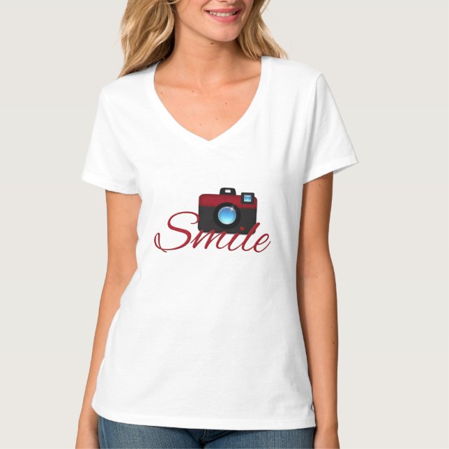 Röd kamera och t-shirt för fotograf (Framsida)