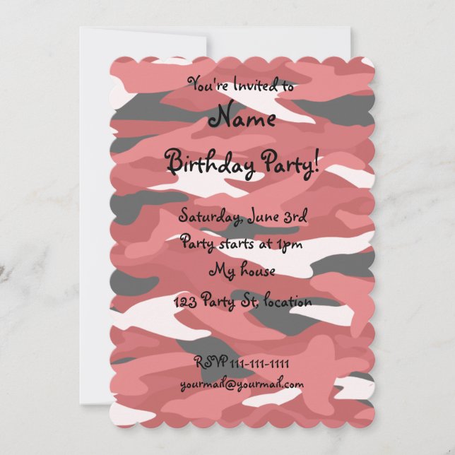 Röd kamouflage inbjudningar (Framsida)