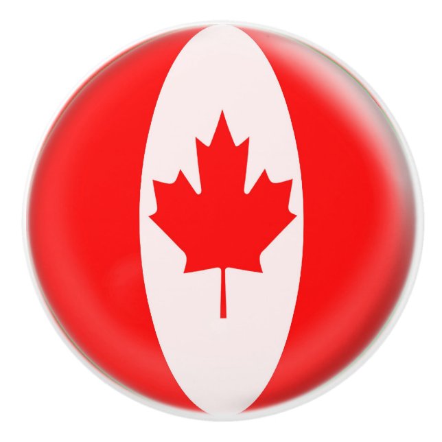 Röd Kanada daglönnlöv & vitflagga Knopp (Framsidan)