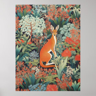 Röd kangaroo i australisk buh poster