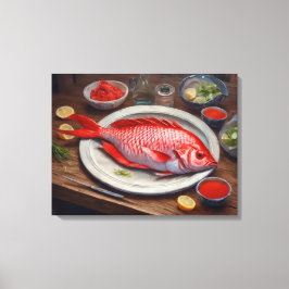 Röd kantfärg - Utskrift på arbetsytan med omformad Canvastryck