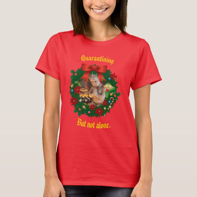 Röd karantän - men inte ensam Helgdag T Shirt (Framsida)