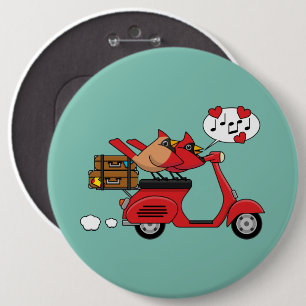 Röd kardinal Älskare på Scooter Knapp