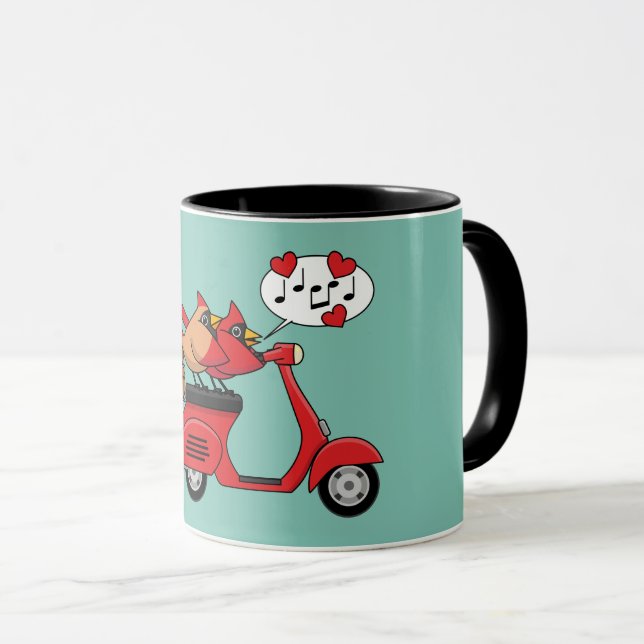 Röd kardinal Älskare på Scooter Mugg (Framsida höger)