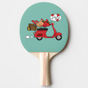 Röd kardinal Älskare på Scooter Pingisracket