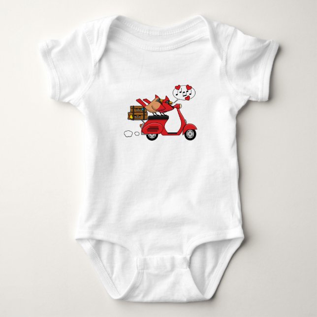 Röd kardinal Älskare på Scooter T Shirt (Framsida)