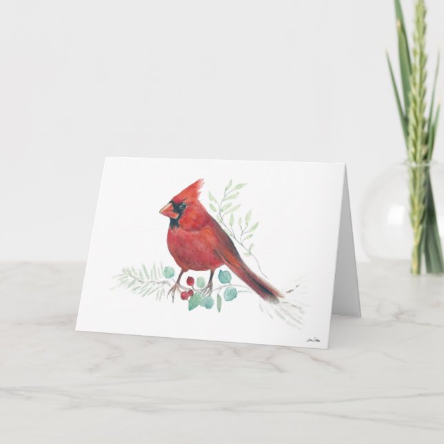 Röd kardinal Bird Helgdag Card Kort (Framsida)