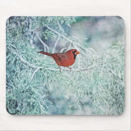 Röd kardinal Bird Winter Art Mouse Pad Musmatta