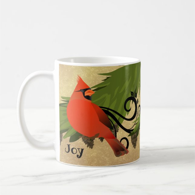 Röd Kardinal Fågel Jul Christmas Mugg (Vänster)