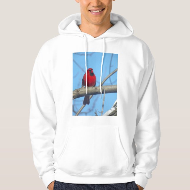 Röd kardinal/fågel sweatshirt med luva (Framsida)