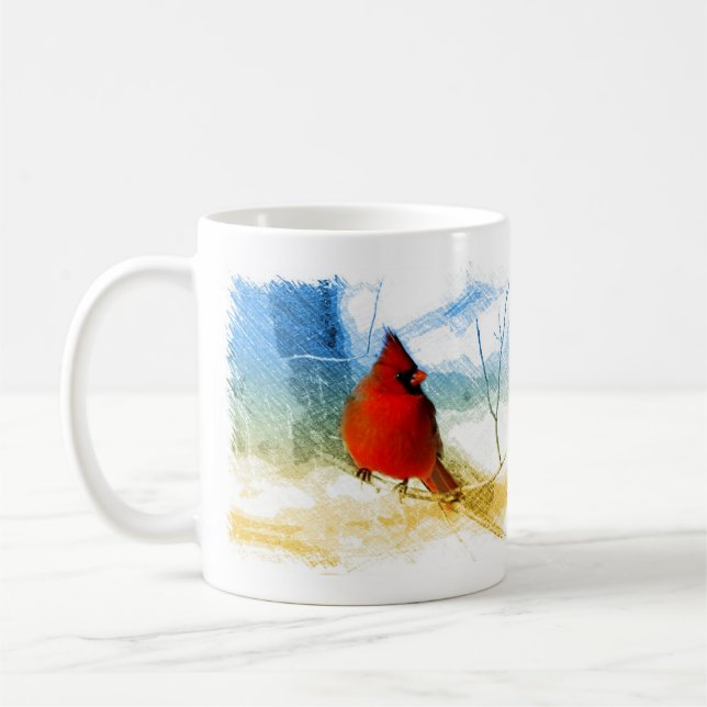 Röd kardinal för primitiv jul för westernt land kaffemugg (Vänster)