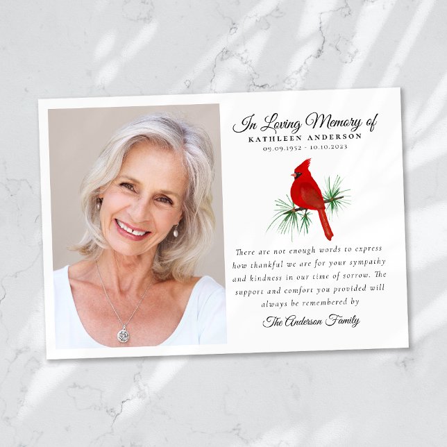 Röd kardinal Funeral Memorial Tack Kort (Skapare uppladdad)