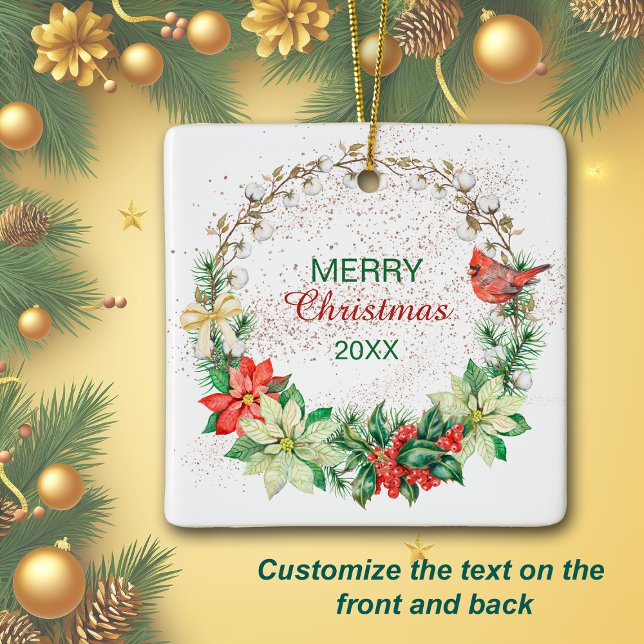 Röd kardinal Helgdag Utandning Julgransprydnad Keramik (Skapare uppladdad)