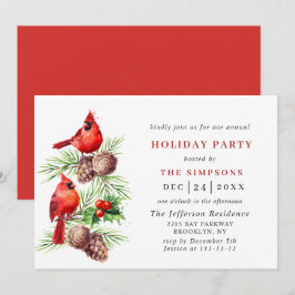 Röd Kardinal Holly Berry Holiday JULPARTY Inbjudningar
