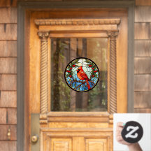 Röd kardinal i ett fastnat glas i Träd