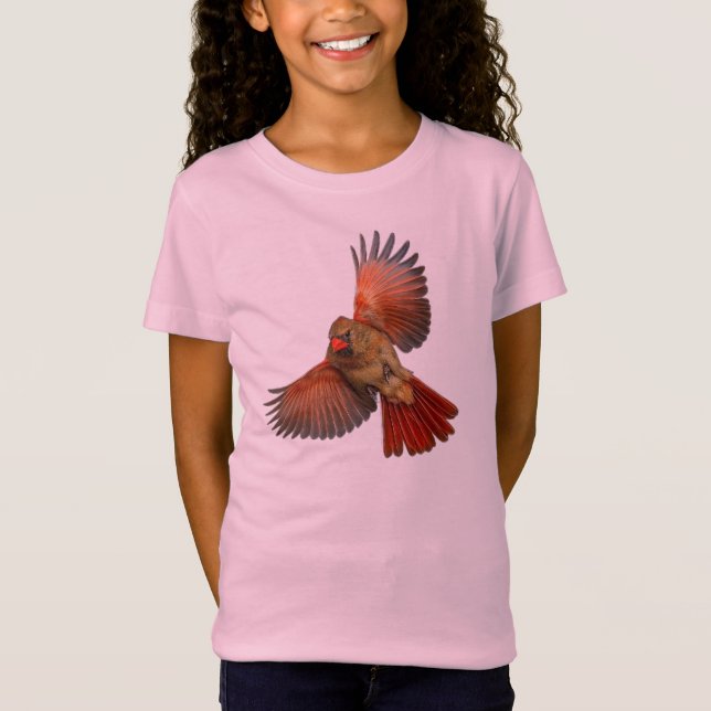 Röd kardinal i flykt Barn T-Shirt (Framsida)