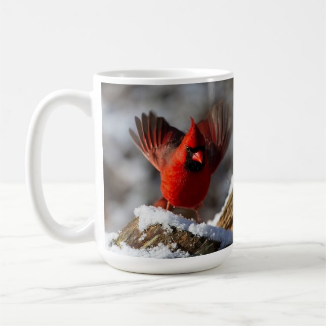 Röd kardinal i Snö Kaffemugg (Vänster)
