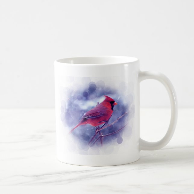 Röd kardinal i Snöstorm Kaffemugg (Höger)