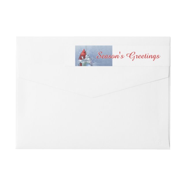 Röd Kardinal Jul Etikettband (Baksidan)