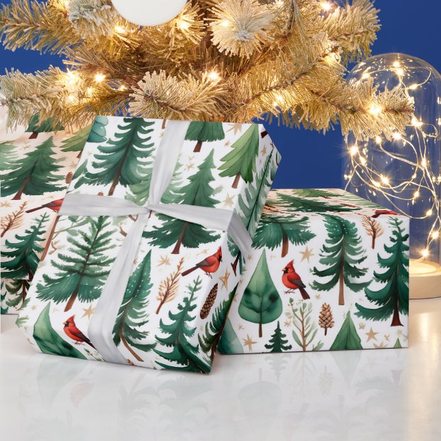 Röd Kardinal Jul Fågel Högtid Presentpapper (Helgdagar)