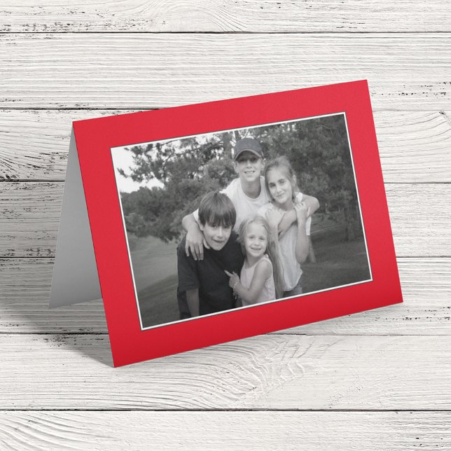 Röd kardinal Julfotkort Vinter 1 Foto Helgkort (Simple photo card with a cardinal red border. A simple photo template. )