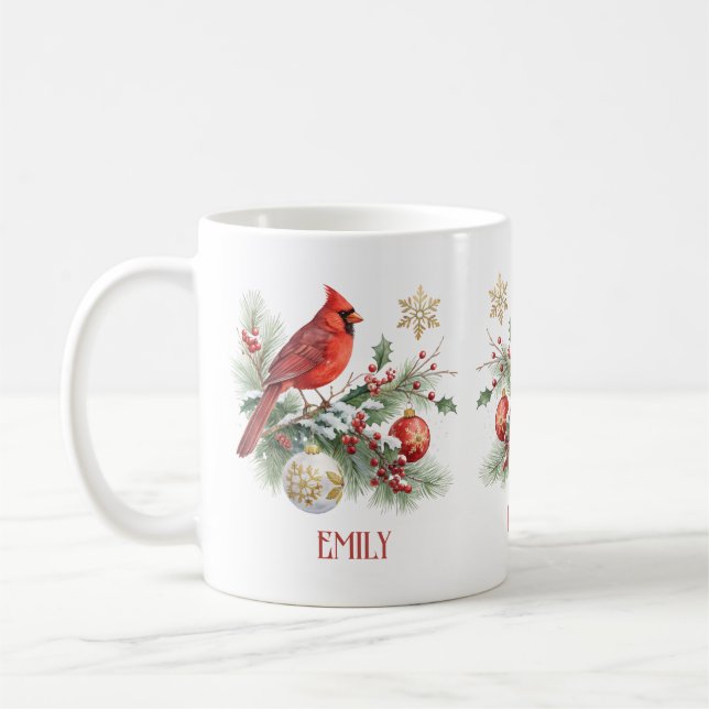Röd Kardinal Julgransbukett Kaffemugg (Vänster)