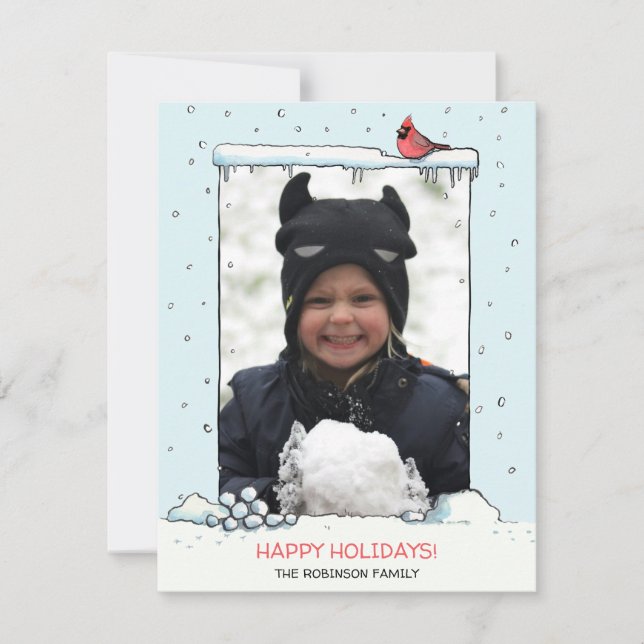 Röd kardinal julkort, Kardinal höjdkort Julkort (Framsida)