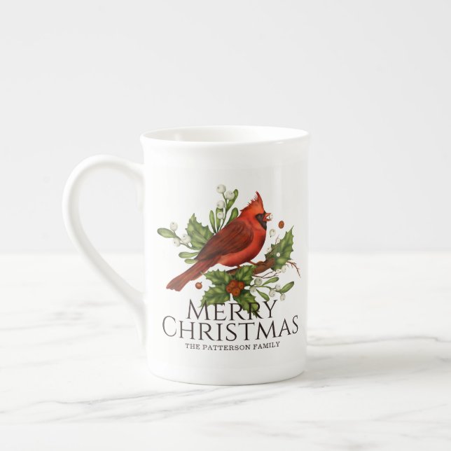 Röd Kardinal-julmustegift Benporslin Mugg (Vänster)